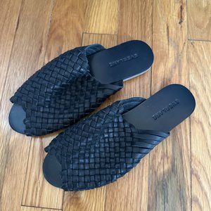 Everlane Black Woven Leather Mule, Open-Toe | Women's Size 7